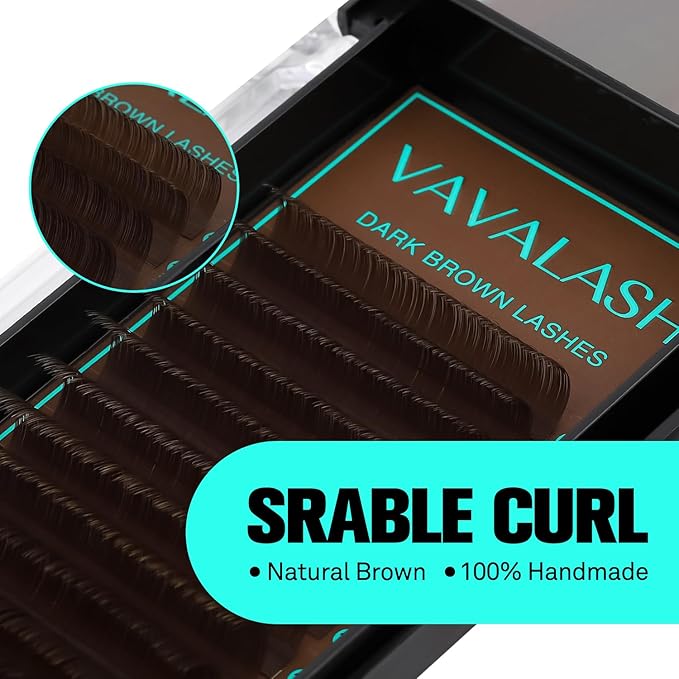 VAVALASH Colored Lash Extensions Dark Brown Eyelash Extensions 0.03 0.05 0.07 0.15 Volume Lash Extension 13-20mm Mixed Lashes C D Curl Premium color Lashes Extension(Dark Brown-0.07-CC-13-20mm)