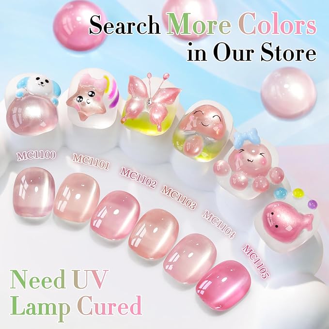 Double Rhythm Jelly Glass Cat Eye Gel Polish with Magnet 15ML Holographic Glitter Shimmer Translucent Sheer Color Magnetic Nail Polish Salon DIY at Home (Jelly Glass Nude-MC1101)