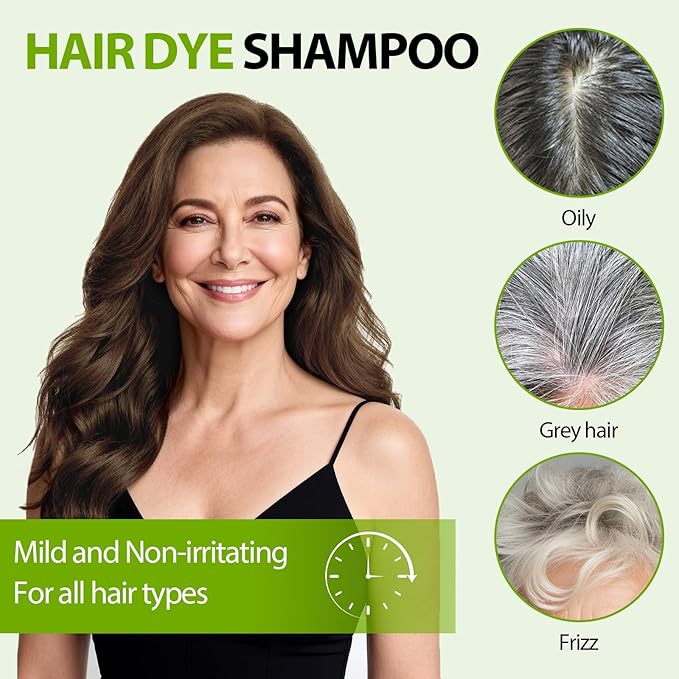 Vireo Color Light Brown Hair Dye Shampoo for Women & Men, 15 Min Gray Coverage, 3 in 1 Semi-Permanent Color with Natural Herbal Ingredients, Lasts 60 Days