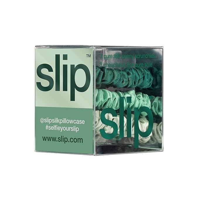 SLIP Amazon Exclusive Skinny Scrunchies: Anti-Crease, Anti-Breakage Slipsilk™ Design Protects Delicate Hair | Includes 3 Pure Silk Scrunchies, Fresh