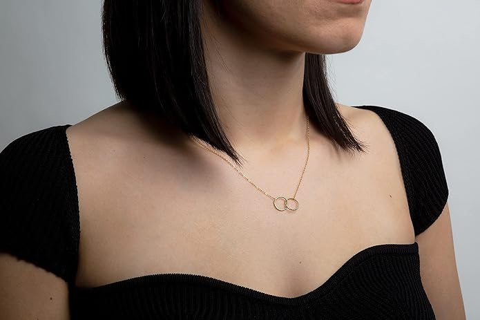 Suavell Best Friend Necklaces: Interlocking Circle Open Circle Ster Sterling Silver Chain Necklaces | Friendship Gifts, Birthday Gift Ideas