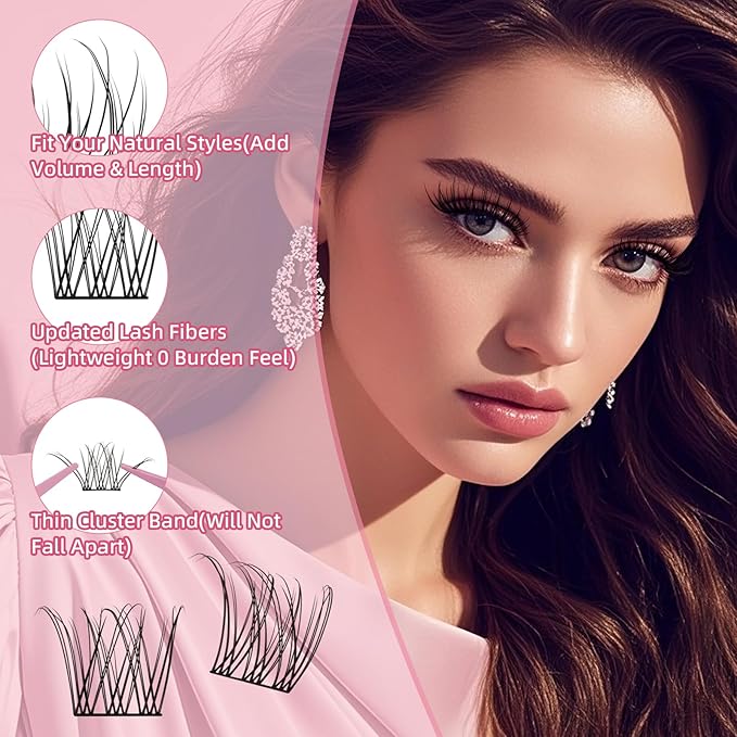 NYCAAR Eyelash Clusters Natural Lashes Clusters D Curl Cluster Eyelash Extensions 144pcs False Eyelashes 10-12mix Fluffy Fake Lashes with Soft Thin Band Ultra-Light Individual Lash（NY05）