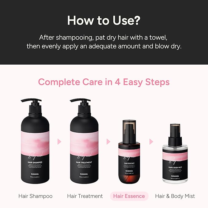 BANANAL 2-in-1 Korean Hair Perfume Oil & Serum with Moroccan Argan Oil & 12 Amino Acids for Dry, Damaged, Glass Hair Shine & Frizz-Control – Paraben & Alcohol-Free – Baby Musk, 100ml / 3.38 fl oz