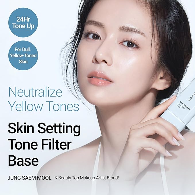 JUNG SAEM MOOL Skin Setting Tone Filter Base 1.35 Fl Oz, Blue-Tone Correcting Primer for Yellow and Dull Skin, Hydrangea Collagen for Hydration, Pore-Smoothing Face Primer, Korean Base Makeup