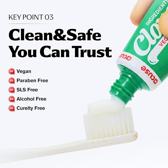 CloveDen Vegan Fluoride Toothpaste for Sensitive Teeth – Potassium Nitrate & Hydroxyapatite Enamel Support, Anti-Plaque Gum Care, Sensitivity Relief Formula, SLS-Free, Clove Mint, 3.52oz / 100g