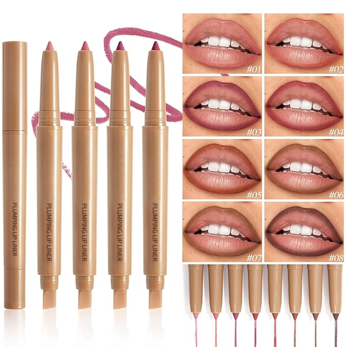 Lip Liner Pencil Matte Lipstick with Smudger, Waterproof Creamy Lip-tint Lipliner Formula for Defining & Sculpting Lips, Kiss-proof Lip-crayon for Natural Plump Lip Makeup (01 Salmon Pink)