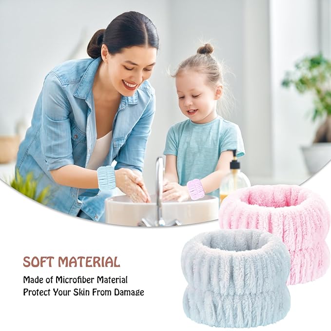 Wrist Bands for Washing Face, 8pcs Spa Face Washing Wristbands, Microfiber Arm Wrist Towels, Absorbent Wash Wristbands for Woman Men, Prevent Water from Spilling Down Your Arms