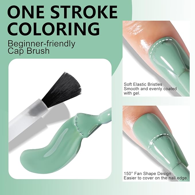 NXJ INFILILA Green Gel Nail Polish, 15ml 0.51oz Sage Light Pastel Green Gel Nail Polish One-Stroke Coloring, Hema Free Spring Color Soak Off UV Manicure DIY Gift for Women Girls SX0049