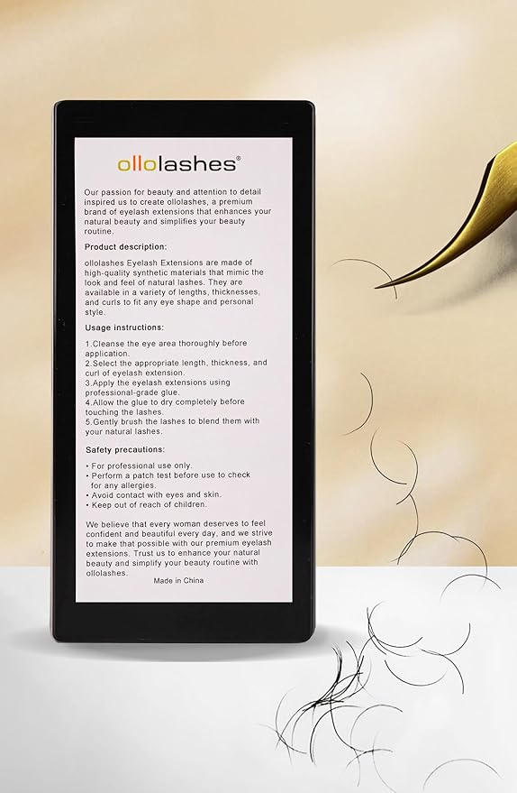 OLLOLASHES Eyelash Extension B C CC D J Curl Mix 5-20mm 0.03 0.05 0.07 0.15 Super Matte Classic Lash Extensions Professional Supplies for Lash Techs (CC-0.05, 8-15mm)