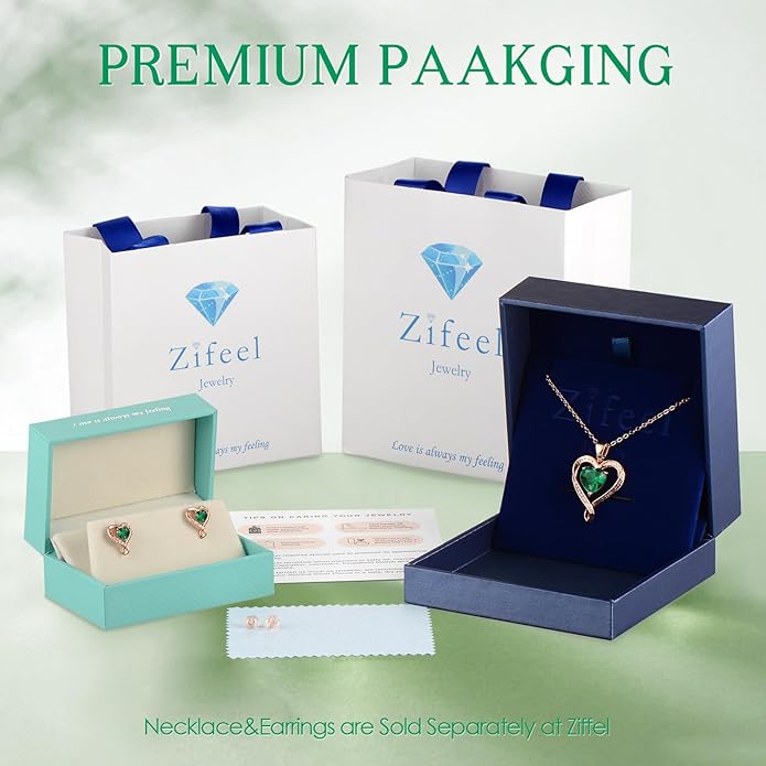 Zifeel Earrings for Women, S925 Sterling Silver Rose Gold Birthstone Heart Studs Earring for Girlfriend Wife, Anniversary Birthday Christmas Valentines Mothers Day Gifts Jewelry for Women Wife Her Mom