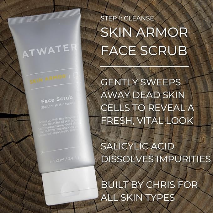 ATWATER Midnight Voyage Gift Set – 3-Piece Men’s Skincare Kit with Face Scrub, Eye Cream & Facial Moisturizer, Clean Skincare Set for Travel & Daily Hydration