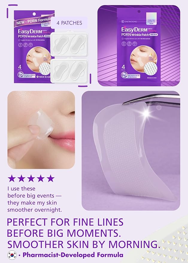 Easyderm PDRN Pimple Patch - Under Eye & Smile Line treatment, 8 Patches, K-Beauty Korean Skincare with Collagen & EGF, Eye patches, PDRN Eye Mask, Stocking Stuffer, Holiday Gift