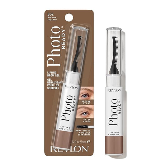 Revlon PhotoReady Lifting Brow Gel, Tinted Eyebrow Lamination with Spoolie Brush, Conditions, Shapes & Defines, 802 Soft Taupe, 0.23 fl oz