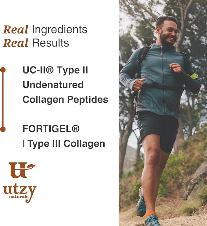 Utzy Naturals Coll-U-Gen | Joint Support Supplement | with Type II Undenatured Collagen (UC-II®) & Fortigel® | Unflavored Powder | 30 Servings