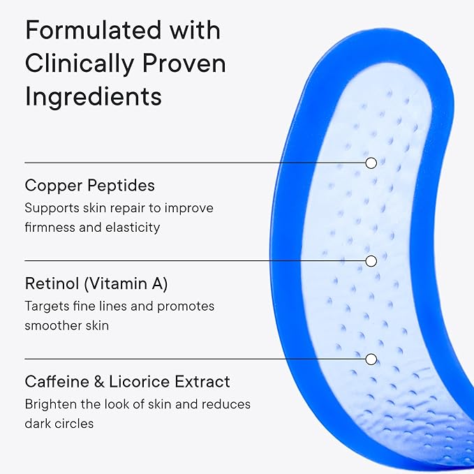 Qure Micro-Infusion Anti Wrinkle Patches for Smile Line, Frown lines, Under Eye Bags, Puffiness, Crow's Feet - Retinol, Caffeine, Peptides - Dissolvable for Overnight Use - 8 Pairs