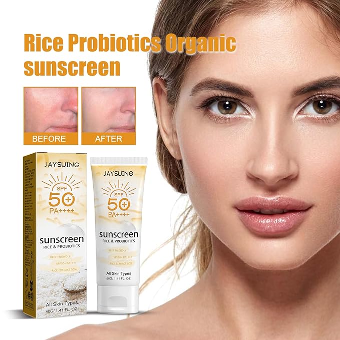 SPF50+ PA++++ Sunscreen with Rice Probiotics and Pumpkin Ferment, Reef Safe Organic Formula, Lightweight Moisturizer for All Skin Types, 1.41 FL OZ