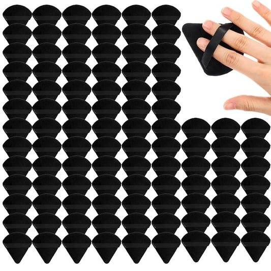 200 Pcs Powder Puffs Bulk Set - Professional Soft Velour Triangle Powder Puff for Liquid Foundation & Loose Mineral Makeup, Reusable Cosmetic Applicator Sponge Tools (Black)
