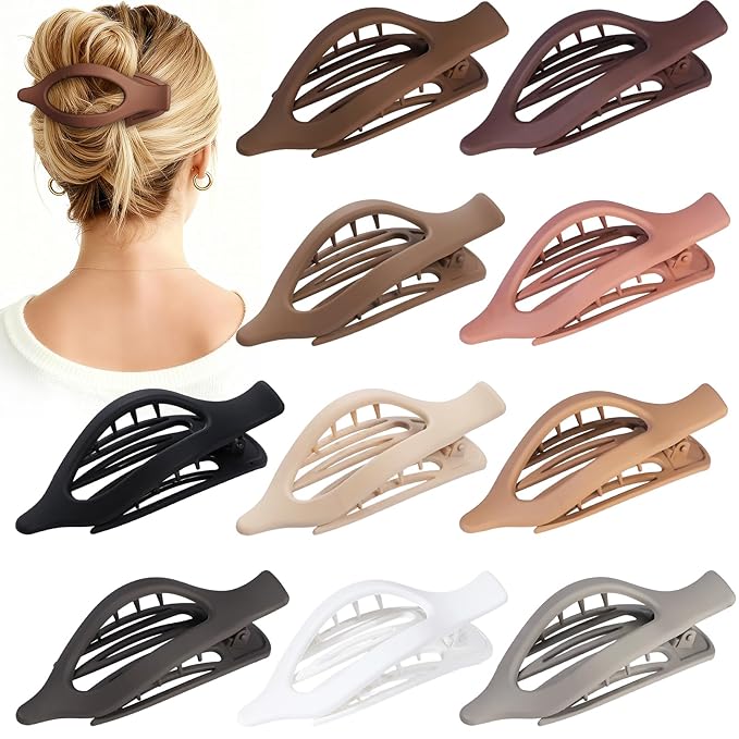 10 Pcs Flat Hair Clips for Women French Concord Claw Clips for Thick and Thin Hair Claw Clips Duck Billed Barrettes Hair Accessories for Women and Girls (Basic)