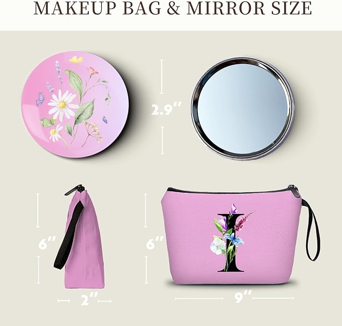 Birthday Inspirational Bridesmaid Proposal Team Small Gifts for Women Mom Aunt Teacher Sister Coworkers Makeup Cosmetic Bag Travel with Mirror Mothers Day Christmas Graduation I