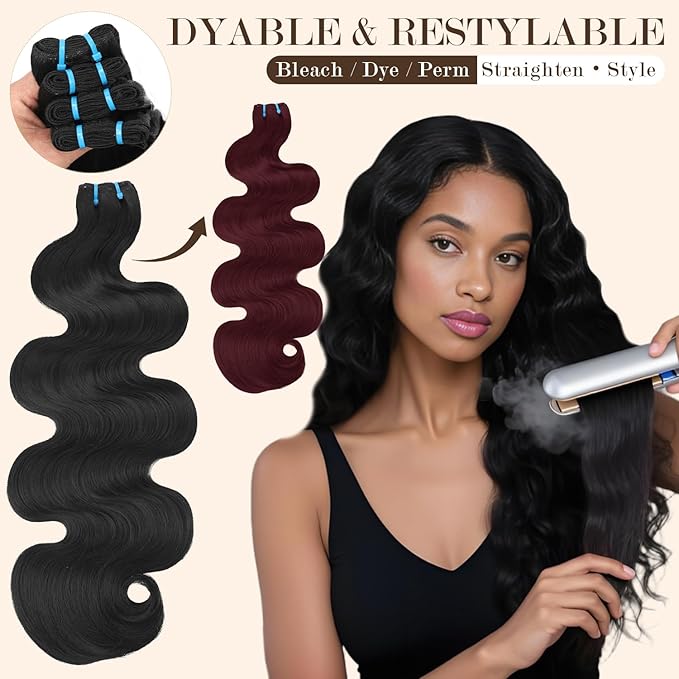 16A Body Wave Bundles Human Hair 100% Real Raw Human Hair Bundles Body Wave 18 Inch,No Tangle Shedding,Triple Lifespan Virgin Hair Extensions Thick Weave Reusable