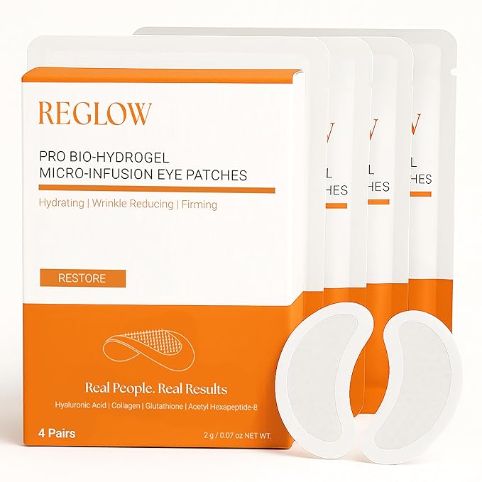 ReGlow Restore Microneedle Eye Patches for Immediate Skin Smoothing – Anti-Aging Under Eye Mask with Hyaluronic Acid, Collagen & Peptides – Helps Reduce Look of Dark Circles Puffiness & Fine Lines