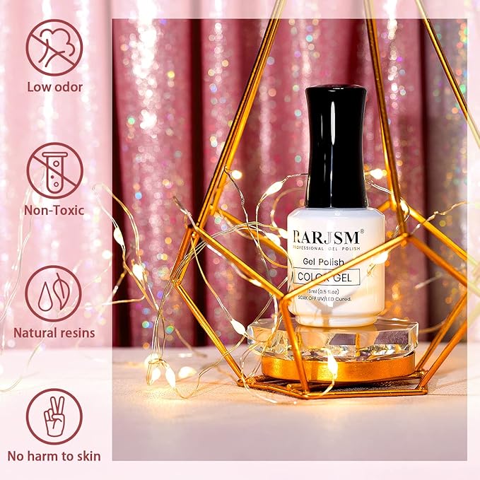 RARJSM Nude Pink Gel Polish Rainbow Glitter Iridescent Shimmer Pigment Jelly Neutral Color Skin Tone 15ml Sparkle Pink Natural Soak off UV LED Cured for Home Salon DIY Nail Art