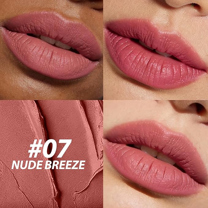 Jolilab 2Pcs Velvet Matte Lipstick Nude Matte Soft Dark Color Stick High Pigmented Long-Lasting Waterproof Lip Stick Lip Balm Beauty Cosmetics Gift for Women(#05+06)