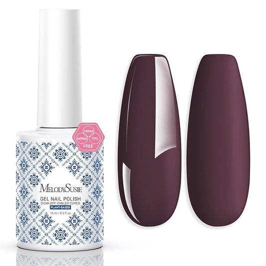 MelodySusie Fleurwee Plant Based Gel Nail Polish, Hema Free Purple Brown Nail Polish, Soak Off UV LED Gel Polish Gift for Women 21 Non Toxic Long Lasting Nail Art Manicure Salon DIY at Home P30