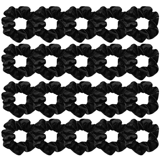 Didder 20 Pcs Black Velvet Hair Scrunchies, High Elasticity Soft Elastics Scrunchy Hair Ties for Women Girls, Cute Scrunchie Bobbles Ropes Hair Bands, Solid color Hair Accessories