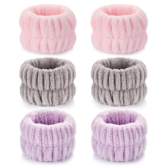 Wteehn 6pcs Wrist Bands for Washing Face Wash Wristbands Wrist Towels Arm Bands for Skincare Makeup Wrist Cuffs Spa Wrist Scrunchies