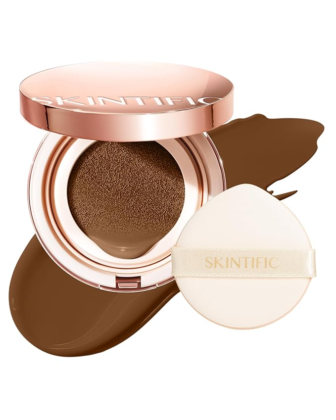 Full Coverage Cushion Foundation #45W Chestnut| Satin Glow Finish, Oil-Control & Waterproof, Buildable Tattoo Cover Cushion for All Skin Types