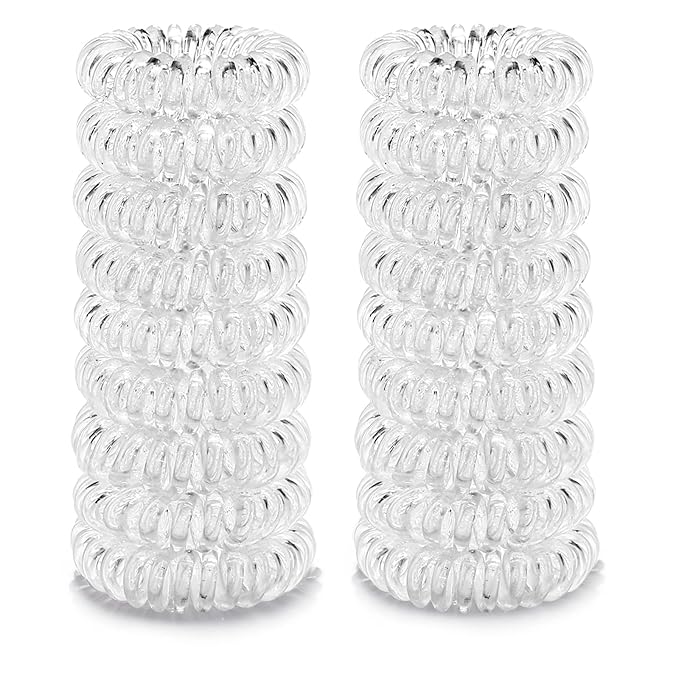 18pc Spiral Hair Ties for Women – Clear hair ties ties No Damage, Clear elastic hair ties and Thin Hair – Creaseless and Dent-Free Coil | Ideal Gifts for Women Set. (elastic hair ties)
