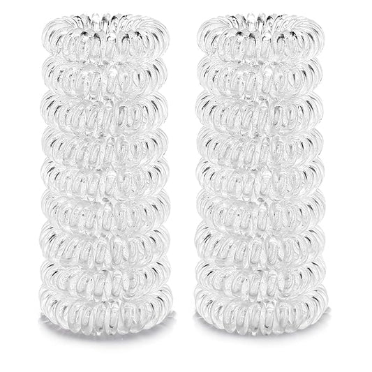 18pc Spiral Hair Ties for Women – Clear hair ties ties No Damage, Clear elastic hair ties and Thin Hair – Creaseless and Dent-Free Coil | Ideal Gifts for Women Set. (elastic hair ties)