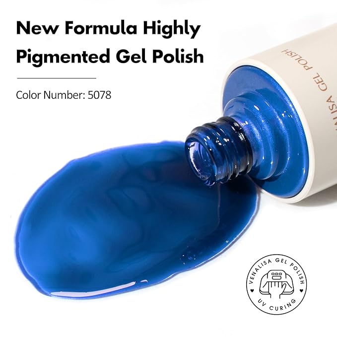 VENALISA Blue Jelly Gel Nail Polish, 1 Pcs Transparent Blue Gel Polish Sheer Color High Gloss Soak Off U V Nail Manicure Salon and DIY at Home Gifts for Women