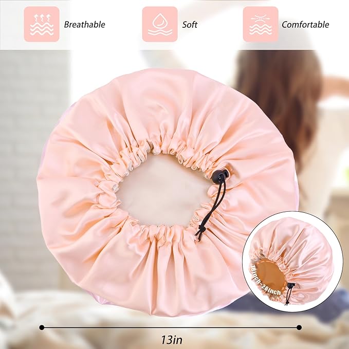 Satin Silk Bonnet for Curly Hair Bonnet Braid Bonnet for Sleeping Bonnets for Women Large Double-Layer Adjustable