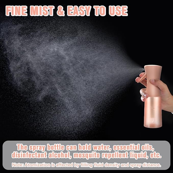 Apidgrowth Hair Spray Bottle, Fine Mist Refillable Spray Container,Ultra-Fine Continuous Spray Bottle for Skincare, Plant Care, Pet Grooming, Cleaning
