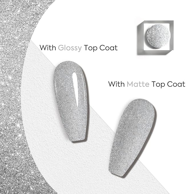 Venalisa Silver Glitter Gel Polish - 1pc Silver Color Soak Off UV Gel DIY At Home Manicure Salon Nail Art