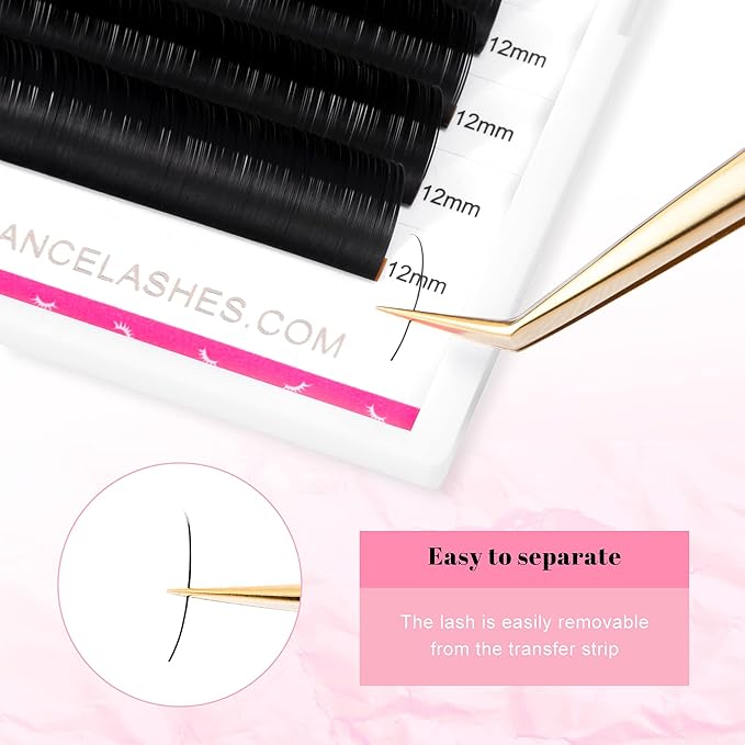 TDANCE Classic Lash Extensions Flat Lashes Eyelash Extensions 0.2mm CC Curl Ellipse Eyelash Extensions 11mm Mixed Black Matte Individual Lashes Salon Use(Flat,CC-0.2,11mm)