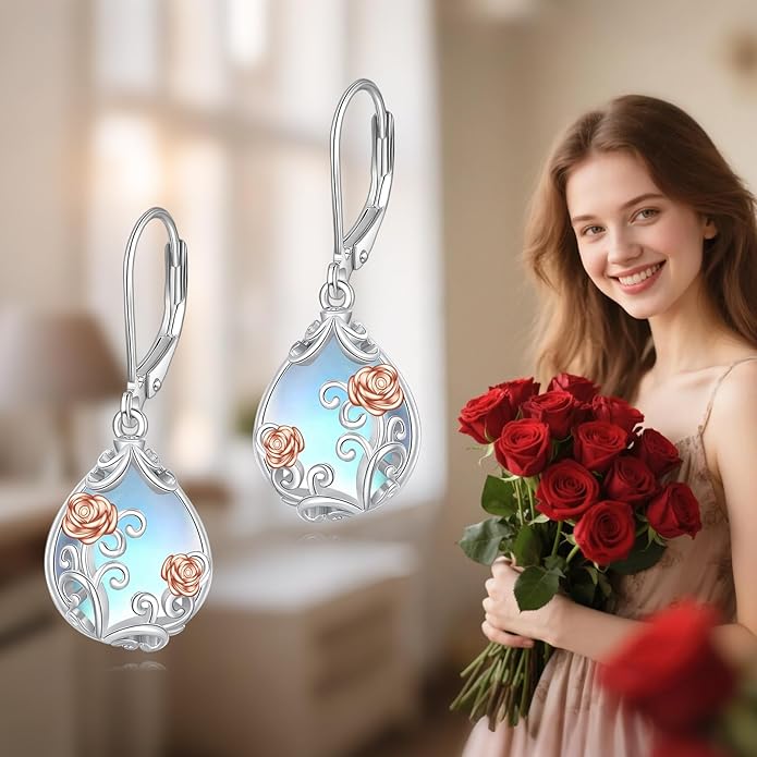 POPLYKE Celtic Filigree Teardrop Drop Dangle Earrings Sterling Silver Leverback Earrings Jewelry for Women