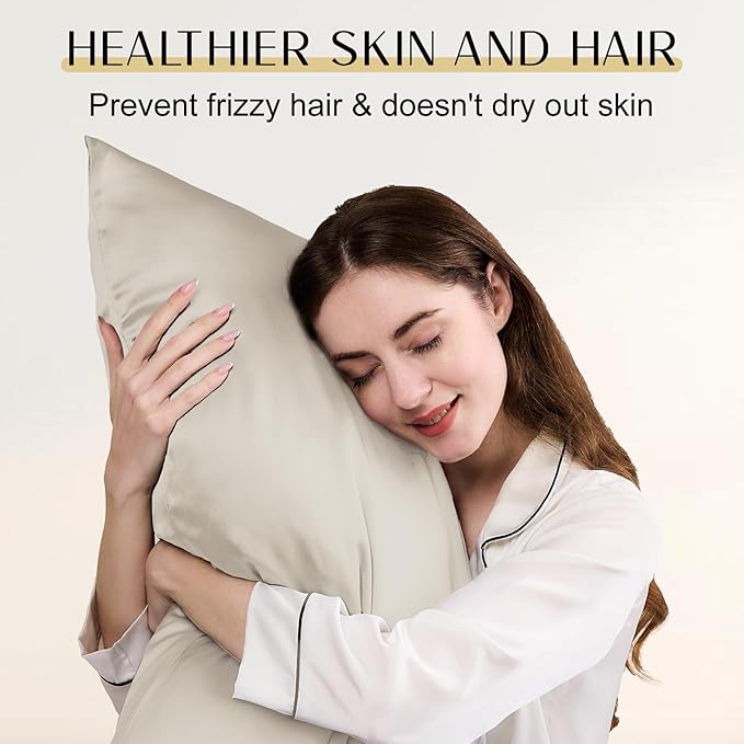 ZIMASILK Upgraded 100% 6A Grade Pure Mulberry Silk Pillowcase for Hair and Skin Silk Pillow Cases with Reinforced Hidden Zipper, More Soft & Durable, Gift Box (Queen 20"x30" Beige)