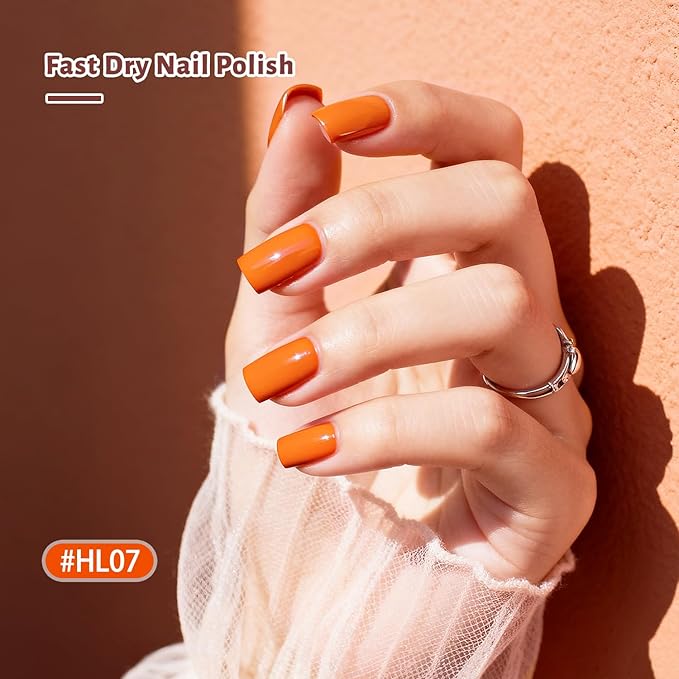 OpenLive Fall Maple Leaf Nail Polish Set -12 Colors Orange Purple Yellow Nude Pink Nail Polish Set With Base Coat and Top Coat Quick Dry Long Lasting Color Nail Polish for Holiday Gift Giving