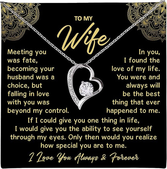 Mapileng To My Wife – Love Knot Necklace from Husband with Heartfelt Message Card & Elegant Luxury Gift Box, A Meaningful Romantic Jewelry Gift for Anniversary, Birthday, Wedding, Christmas