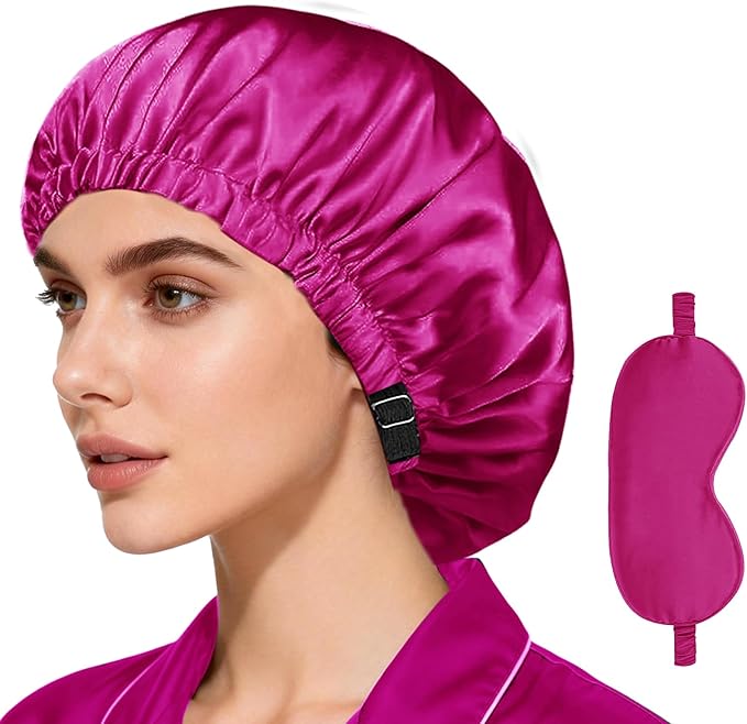 2Pcs Hair Bonnets For Sleeping Satin Bonnet Silk Bonnets For Women Silky Night Caps Womens Curly Hair Sleep Cap