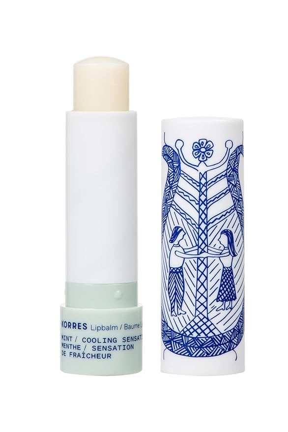 KORRES Balsam Lip Butter Stick Clear Mint, Moisturizing Balm with Greek Hypericum Oil, Nourishing Formula for Smooth Lips, Lightweight Shine, Daily Lip Care, 0.17 oz