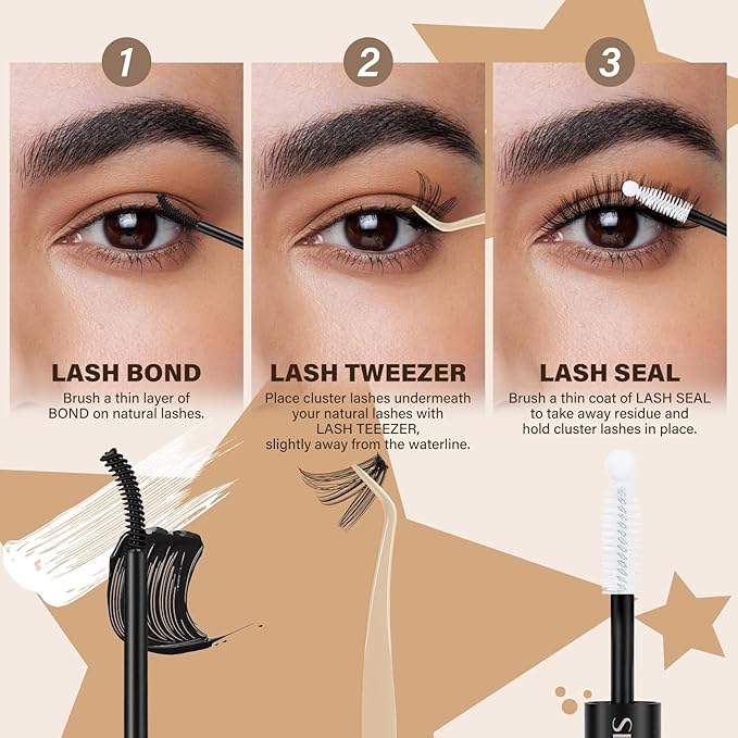 JMS&JMS DIY Lash Extension Kit 280PCS Lash Clusters Kit 30D+40D D Curl 9-16MIX Cluster Eyelash Extensions Kit with Lash Bond and Seal, Lash Remover, Lash Tweezers at Home