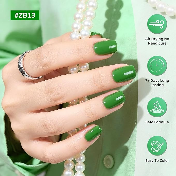 OpenLive Green Nail Polish 6Pcs Nail Polish Set All Seasons Neutral Color Quick Dry Nail Polish Set for Collection St. Patrick's Day Gift for Her