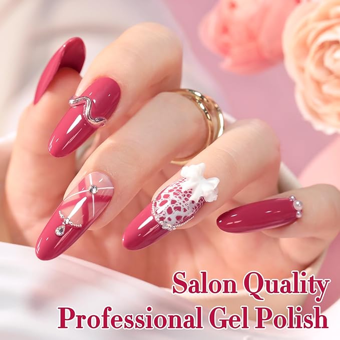 Double Rhythm 0.5 Oz Gel Nail Polish Neutral Natural Same Color Same Bottle Translucent Light Milky Pastel 15ML Manicure French Design Art DIY at Home (Bean Rose-A1518)