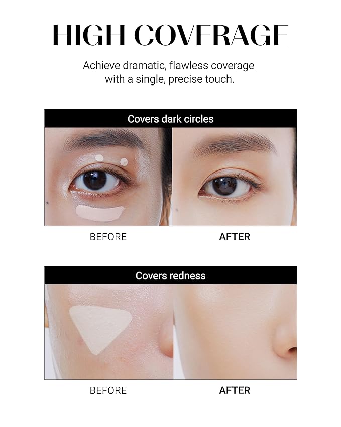 THESAEM Cover Perfection Tip Concealer 0.2 fl.oz. - Brightener Highlighting Concealer for Luminous Glow - High Coverage Long Lasting - Korean Makeup Highlighter for Defined Radiant Look