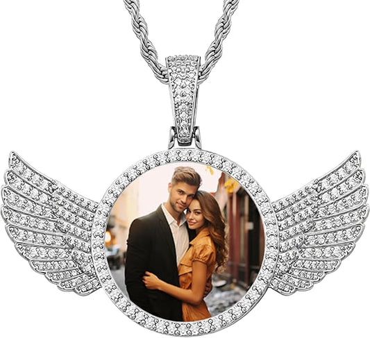 CLYLIFE Picture Necklace Personalized Photo,Custom Disc/Heart Pendant for Men Women Dad Mom Customized Necklace with Chain Photos Memorial Gifts for Mother's Day, Birthday, Anniversary