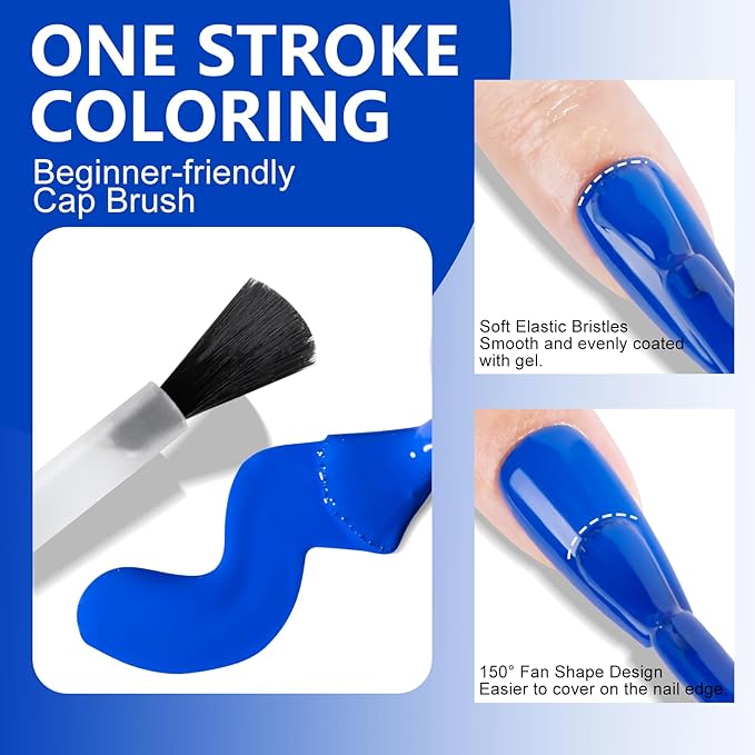 NXJ INFILILA Blue Gel Nail Polish, 15ML One-Stroke Coloring Royal Blue UV LED Gel Polish High Gloss, Hema Free Color Gift for Nail Art Design Manicure Salon DIY Salon SQ214